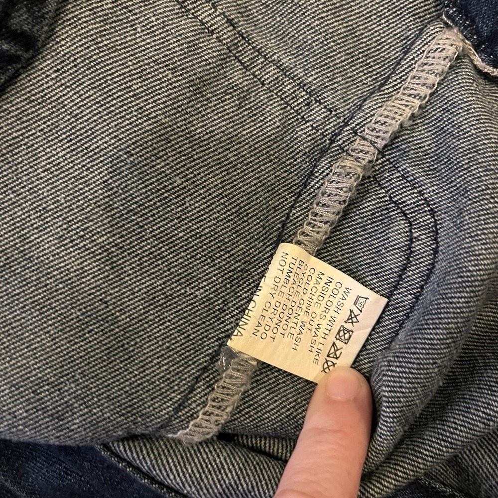 Denim Blazer Jacket Tailored Chore Coat Patch Pockets L 40 100 Cotton Y2K Style - Picture 9 of 11